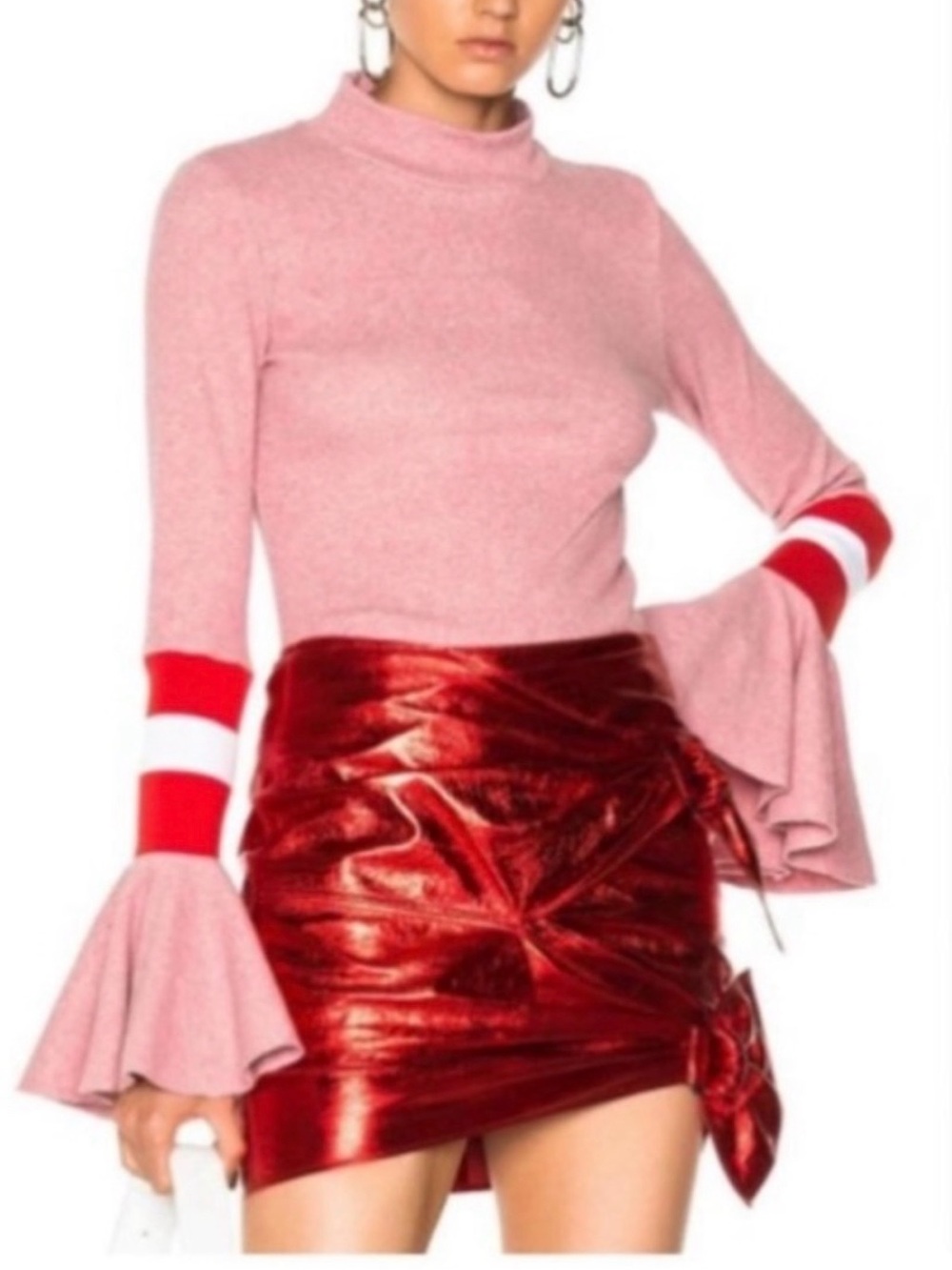 Isabel Marant Skirt Doll Mini Leather Double Buckle in Metallic Red Leather